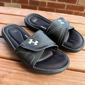 Under Armour Ignite IV SL Womens Black White 4D Foam Slide Athletic Sandals Sz 9
